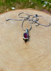 Watermelon Tourmaline Slice Silver pendant
