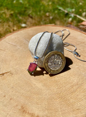 Watermelon Tourmaline Slice Silver pendant