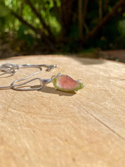 Watermelon Tourmaline Slice Silver pendant