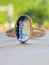 Blue John Silver Oval Ring - Extremely Rare