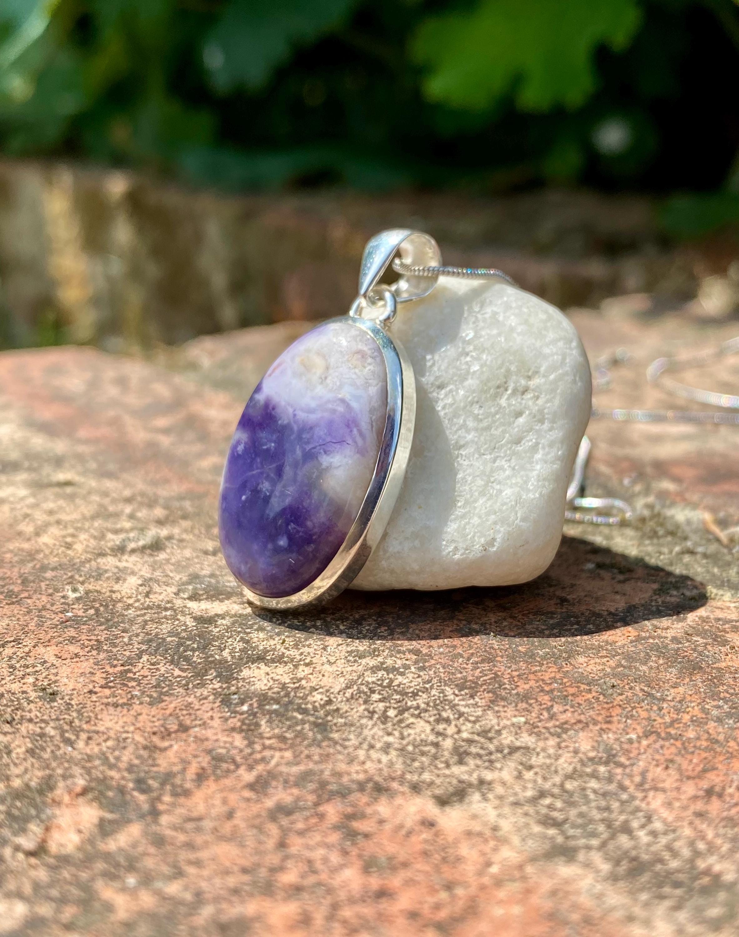 A Rare Oval Violet Flame (Morado) Opal Sterling Silver Pendant