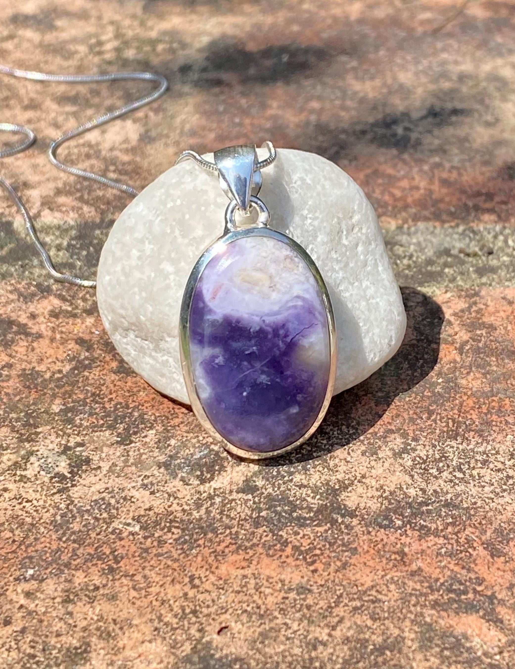 A Rare Oval Violet Flame (Morado) Opal Sterling Silver Pendant