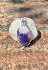 A Rare Oval Violet Flame (Morado) Opal Sterling Silver Pendant