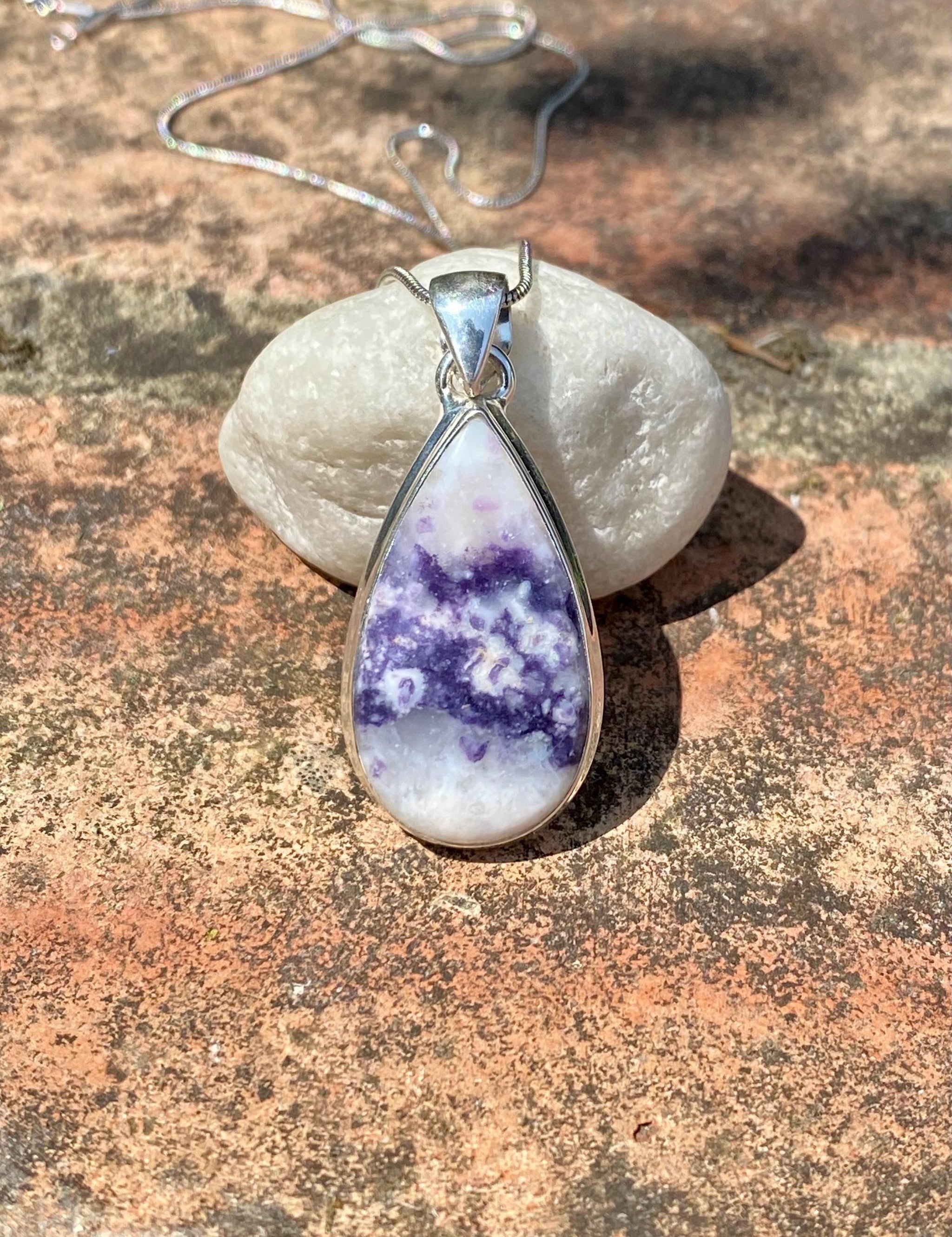 A Rare Teardrop Violet Flame (Morado) Opal Sterling Silver Pendant