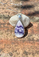 A Rare Teardrop Violet Flame (Morado) Opal Sterling Silver Pendant