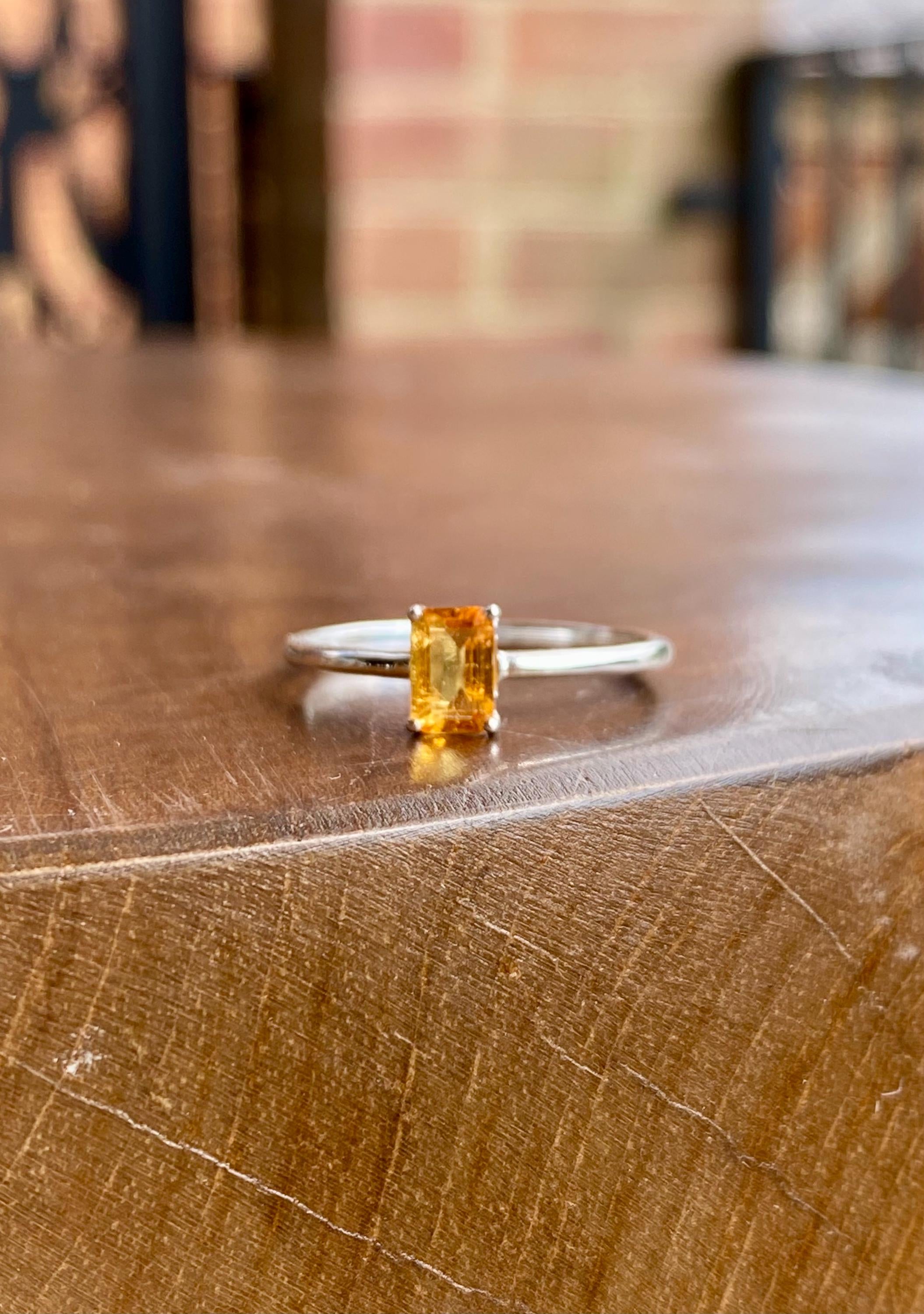 Mandarin Spessartite Garnet and Silver Ring
