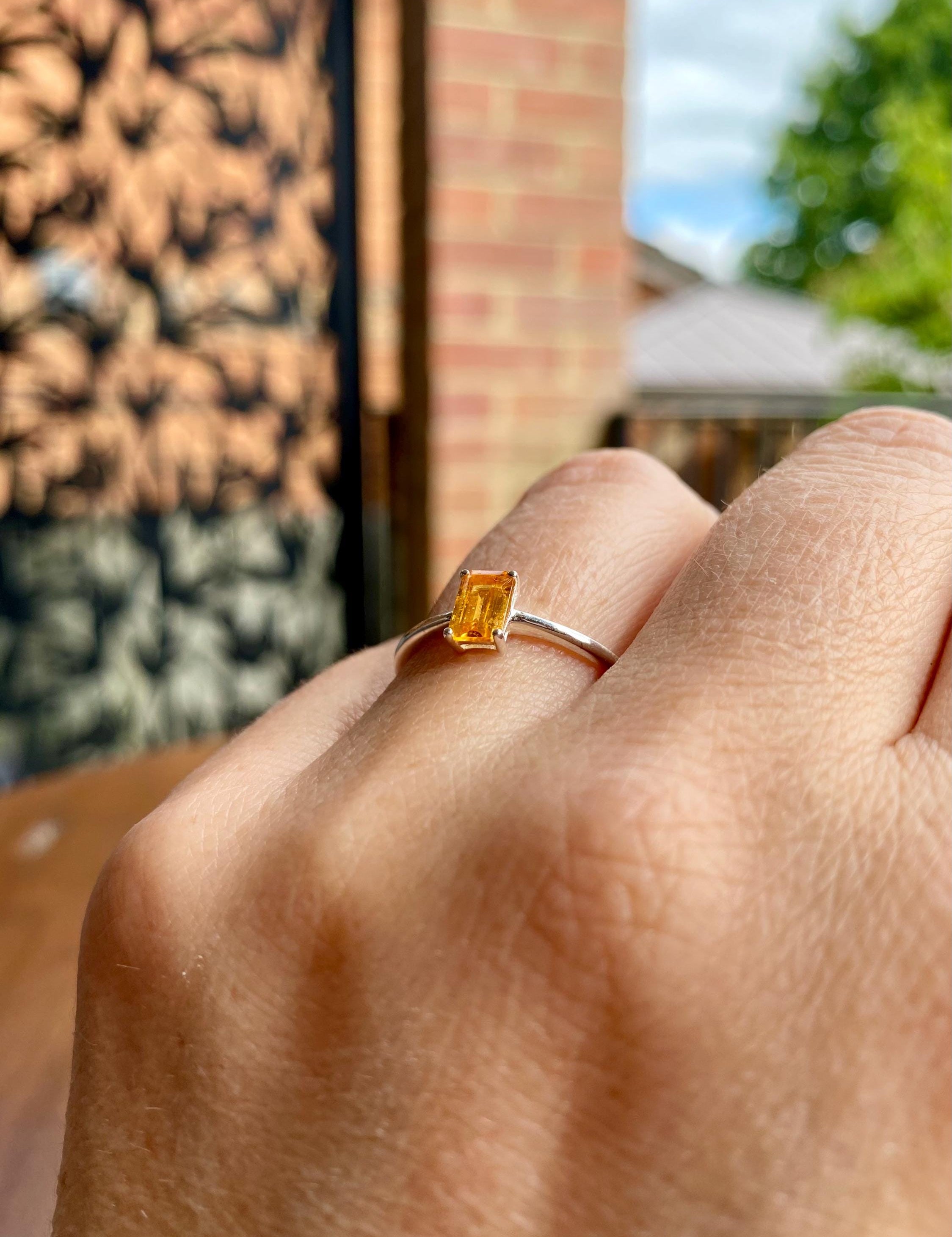 Mandarin Spessartite Garnet and Silver Ring