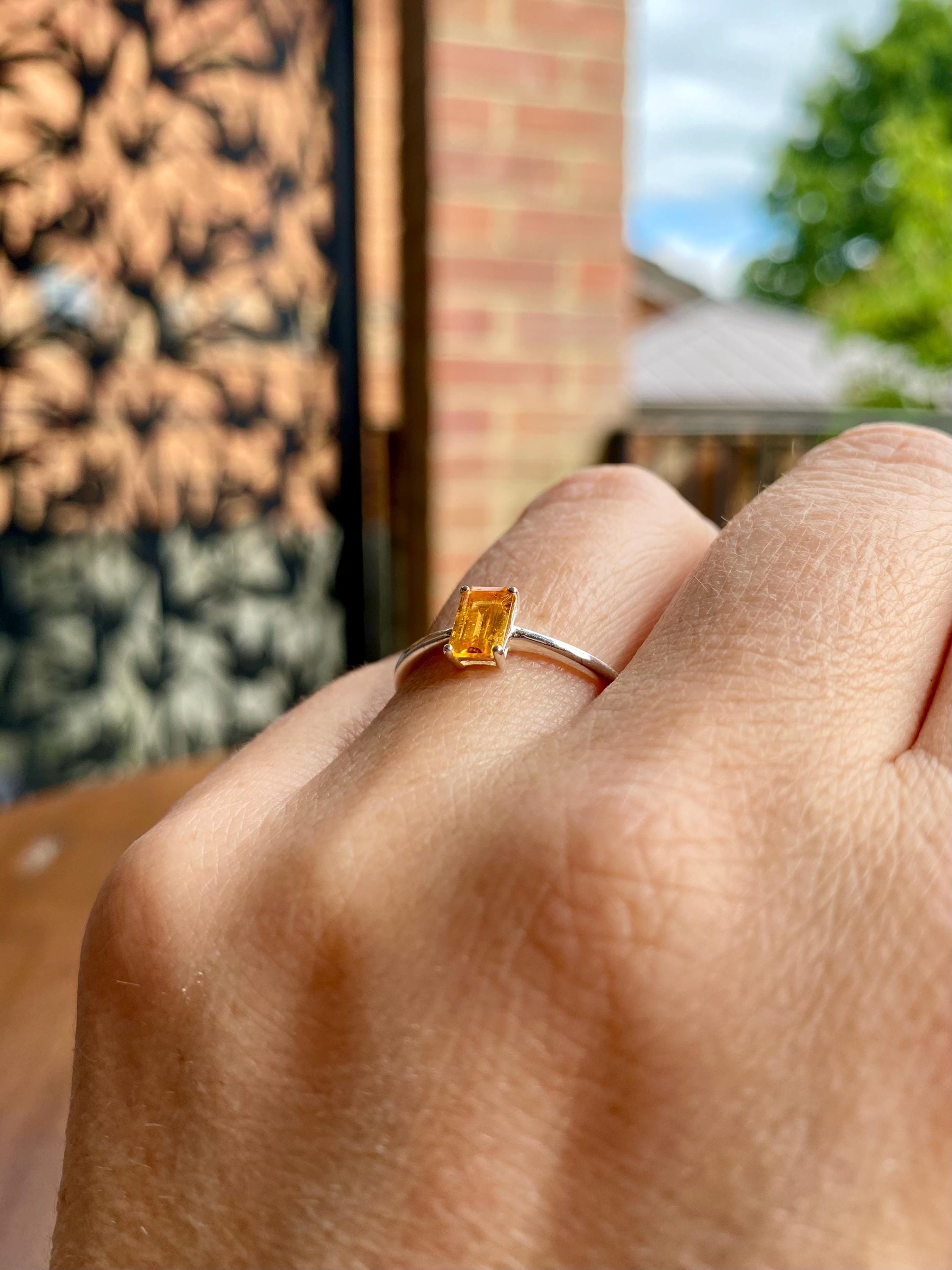 Mandarin Spessartite Garnet and Silver Ring