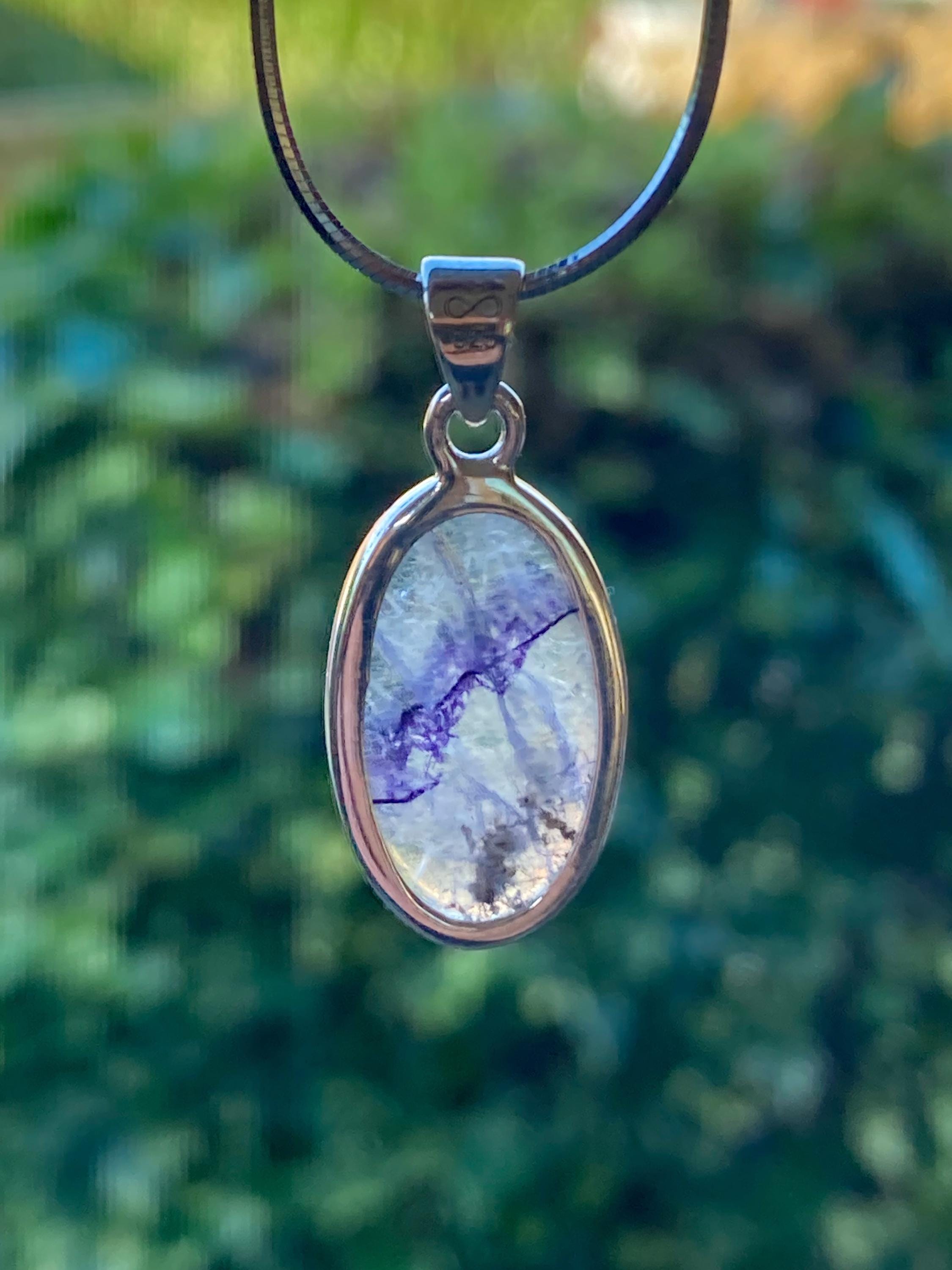Blue John Silver Oval Pendant