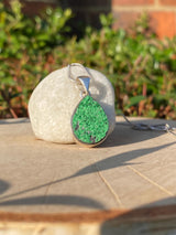 A Rare Green Garnet (Uvarovite) 925 Sterling Silver Teardrop Pendant