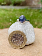 Natural Blue Purple Lolite Sterling Silver Oval Ring