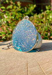 Ancient Roman Glass Pendant, Teardrop 41mm x 36mm Sterling Silver, Handmade UK