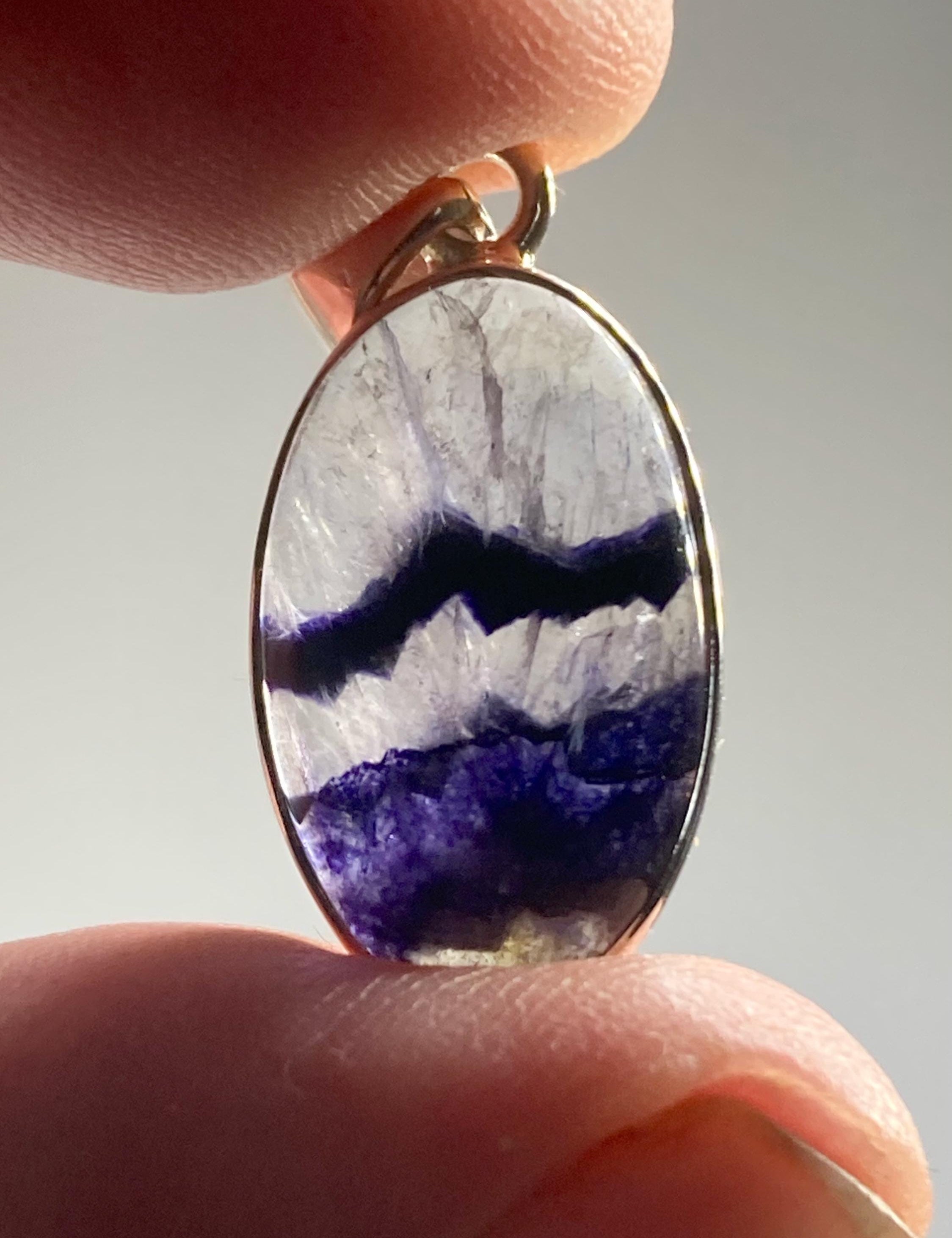 Blue John Silver Oval Pendant