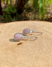 Natural Oval Kunzite Sterling Silver Dangle earrings