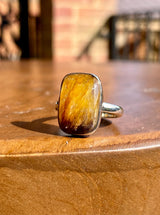 Extremely Rare Blue John 925 Sterling Silver Rectangular Ring