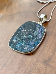 Ancient Roman Glass 925 Sterling Silver Hexagon Pendant