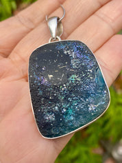 Ancient Roman Glass 925 Sterling Silver Hexagon Pendant