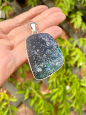 Ancient Roman Glass 925 Sterling Silver Hexagon Pendant