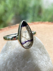 Blue John Silver Teardrop Ring - Extremely Rare