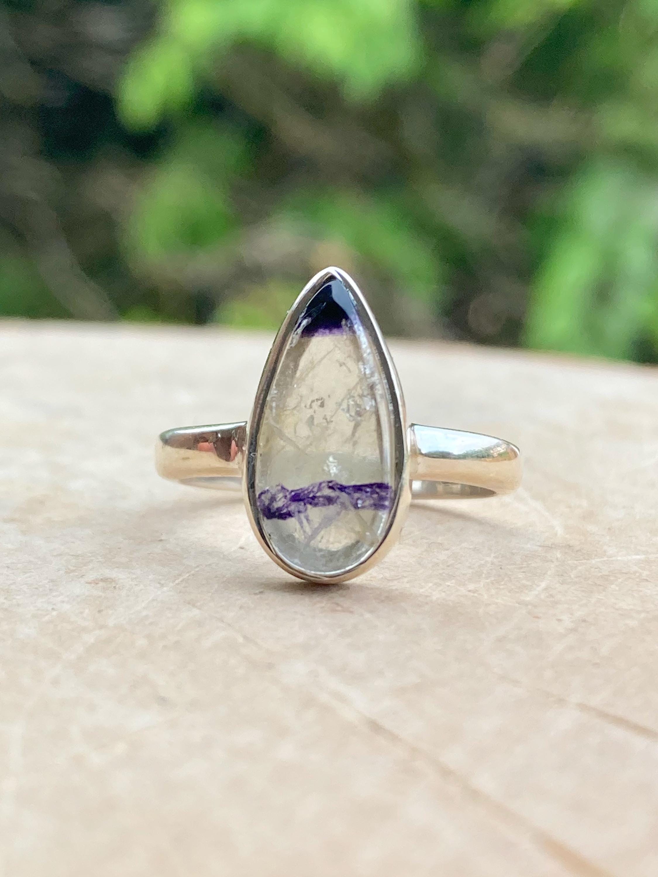 Blue John Silver Teardrop Ring - Extremely Rare