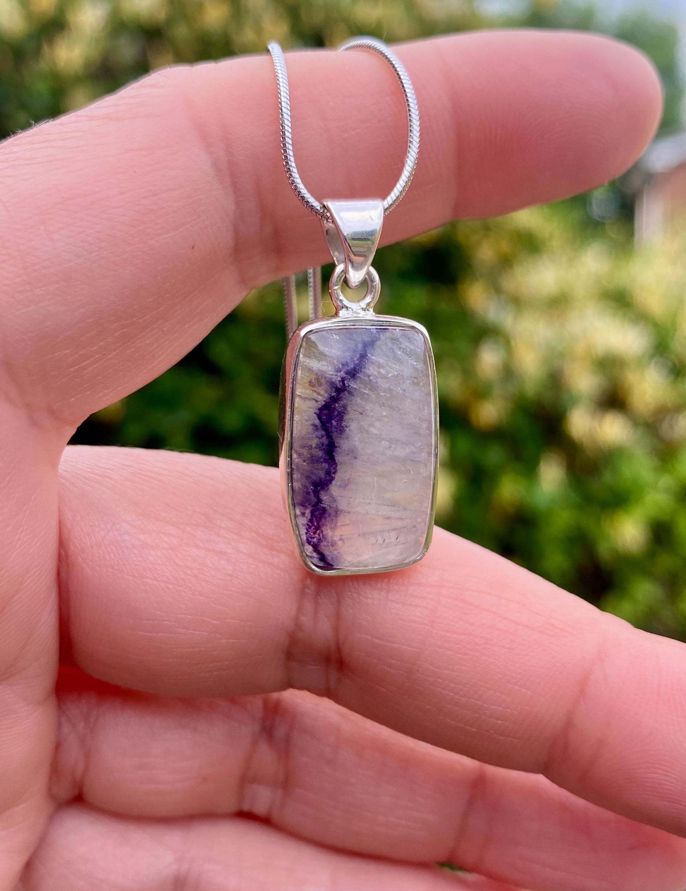 Blue John Sterling Silver Rectangular Pendant