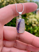 Blue John Sterling Silver Rectangular Pendant