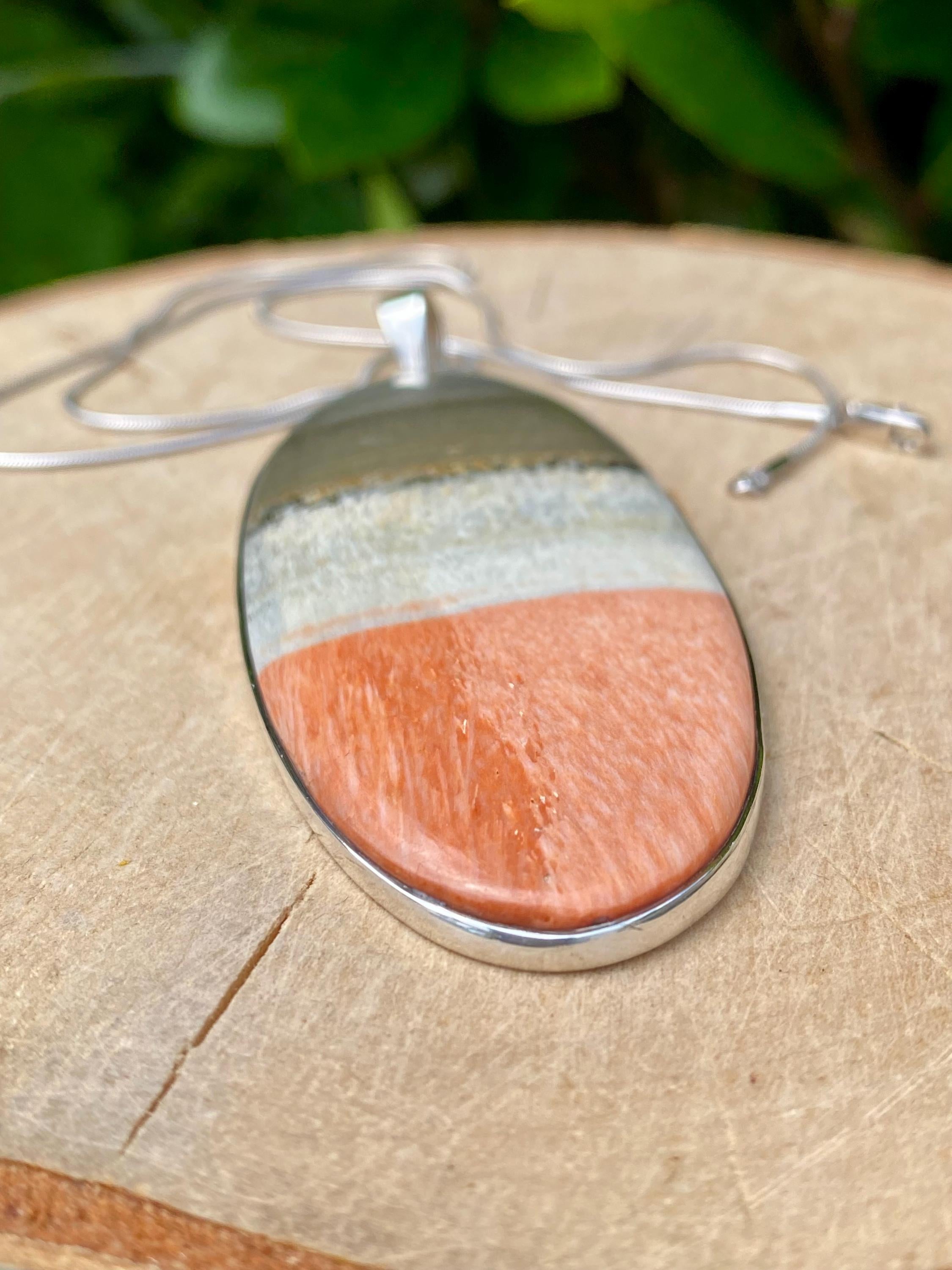 Large Oval British Celestobarite Sterling Silver Pendant