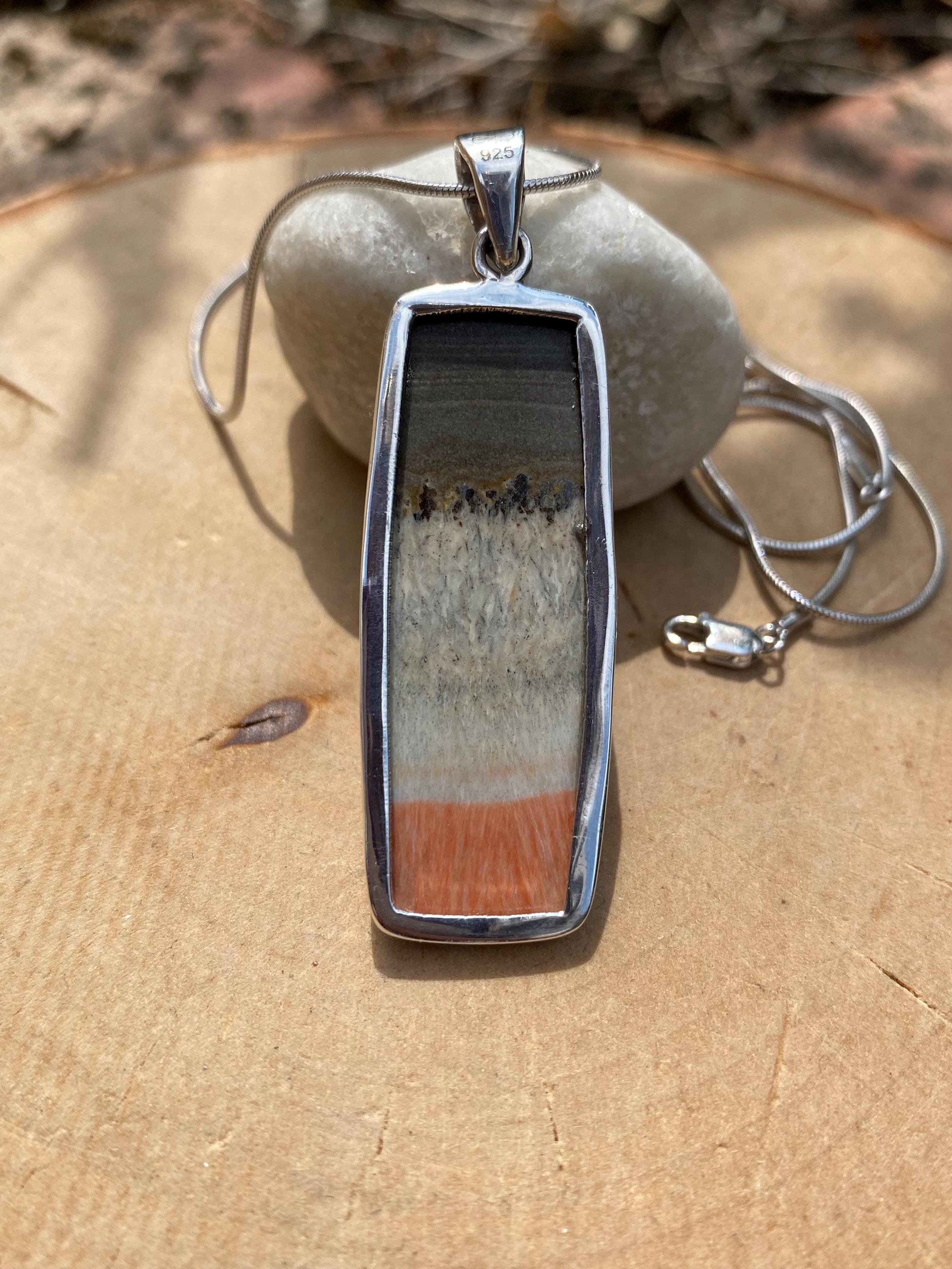 British Celestobarite and Silver Pendant