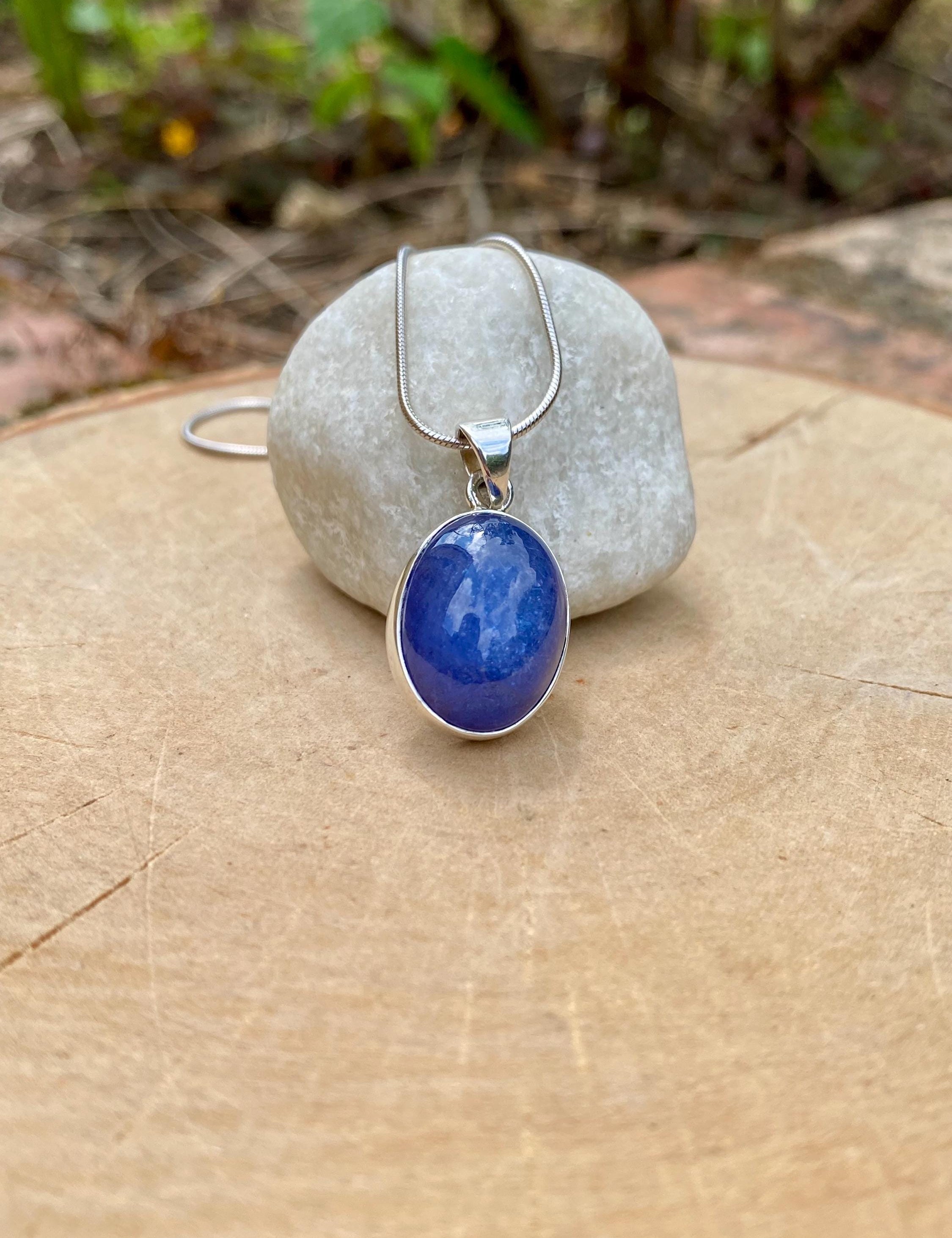 Genuine Oval Tanzanite Sterling Silver Pendant