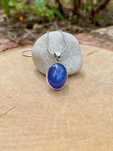 Genuine Oval Tanzanite Sterling Silver Pendant