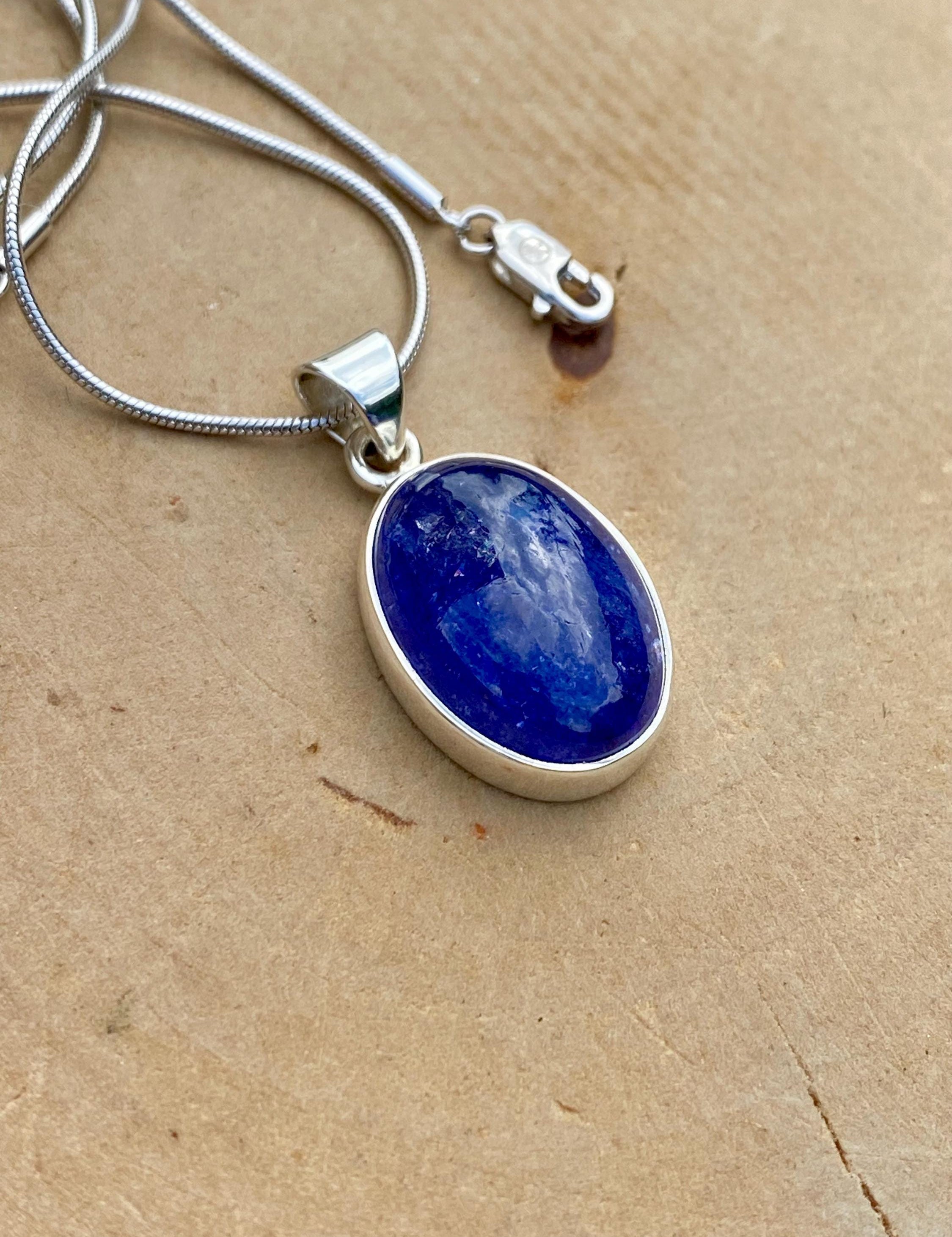 Genuine Oval Tanzanite Sterling Silver Pendant