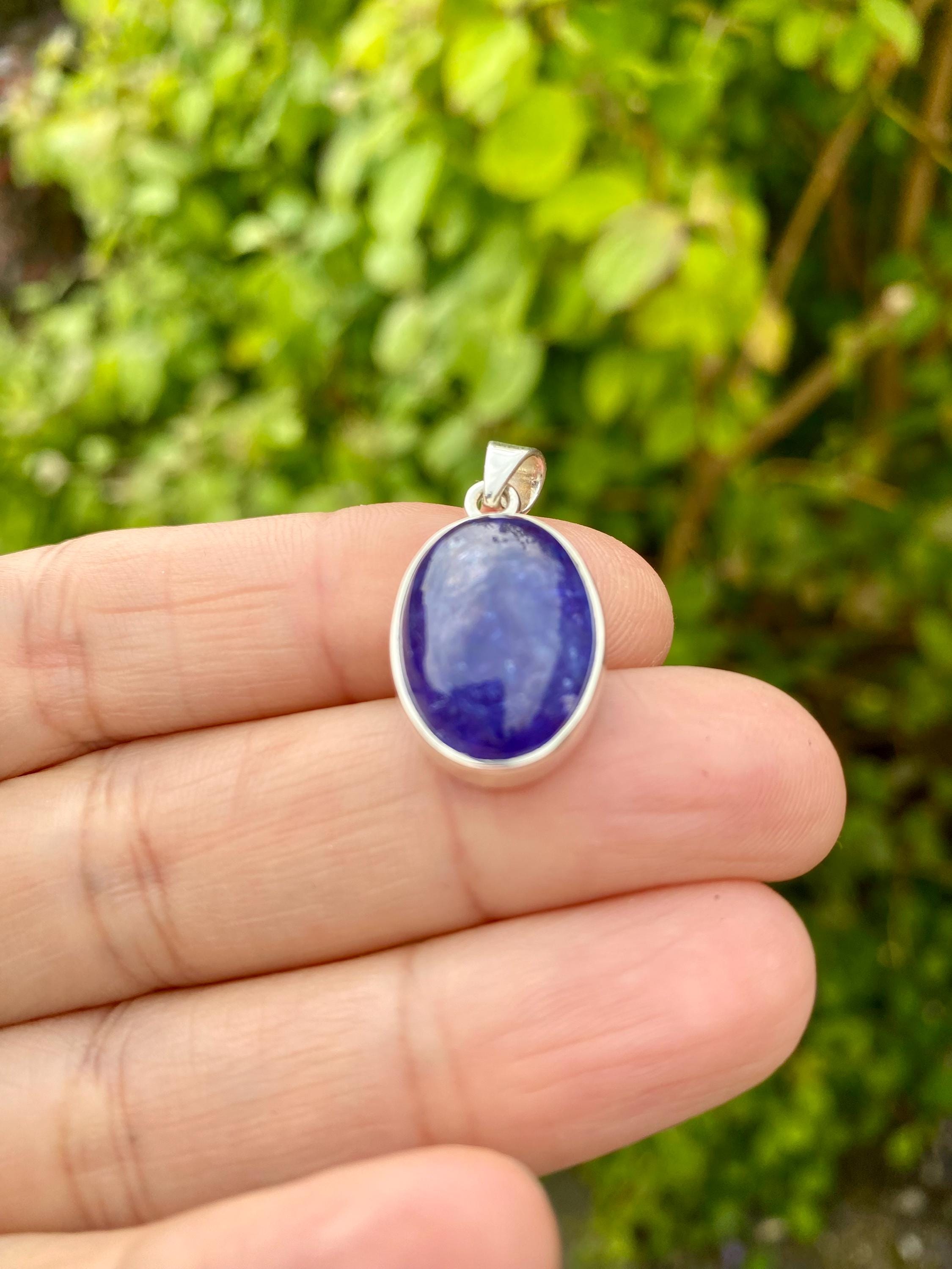 Genuine Oval Tanzanite Sterling Silver Pendant
