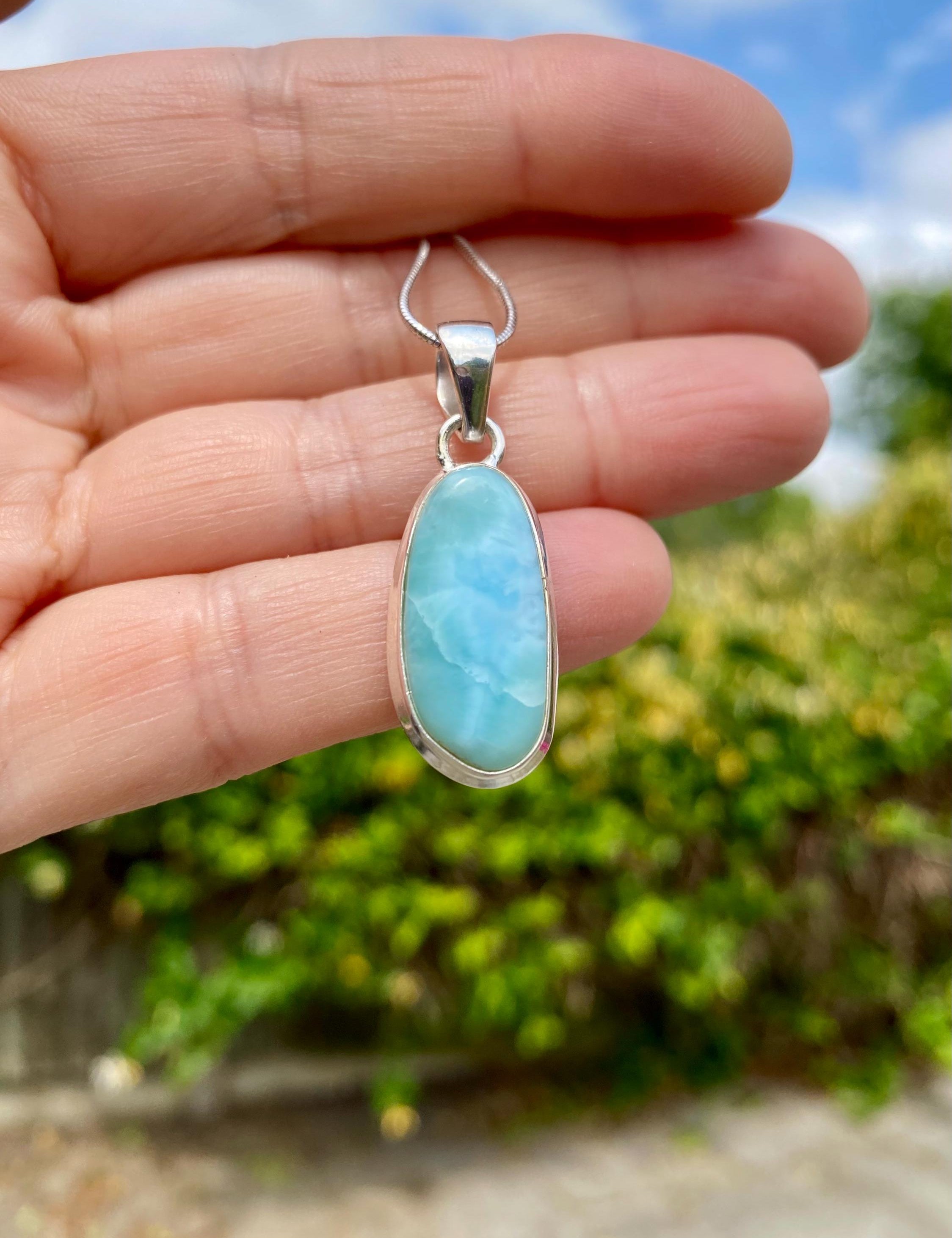 Dominican Larimar Sterling Silver Pendant