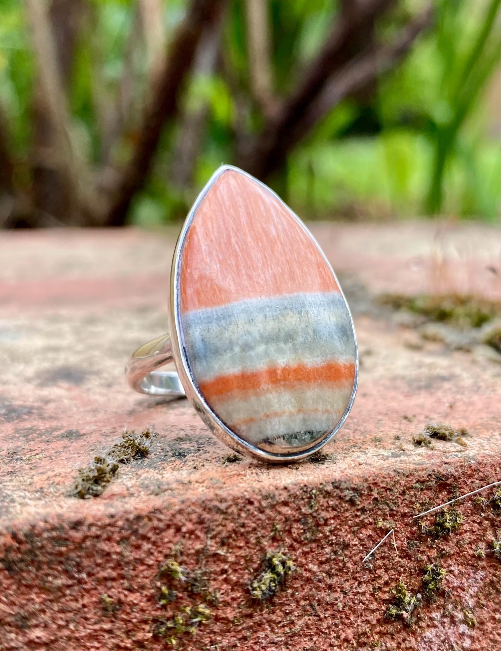 Teardrop British Celestobarite Sterling Silver ring