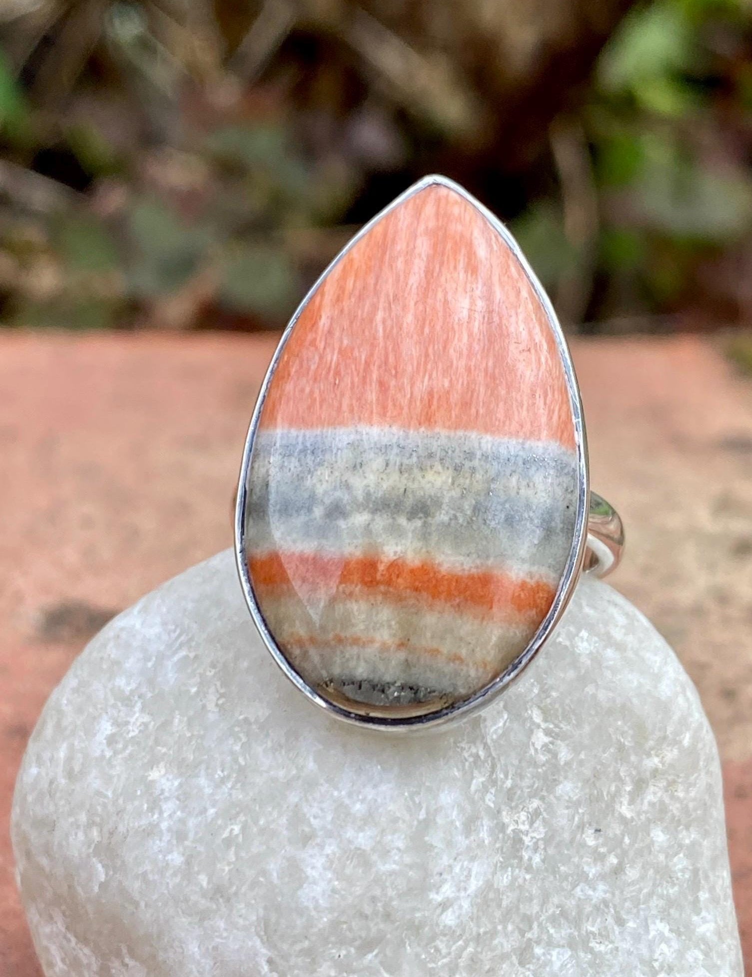 Teardrop British Celestobarite Sterling Silver ring