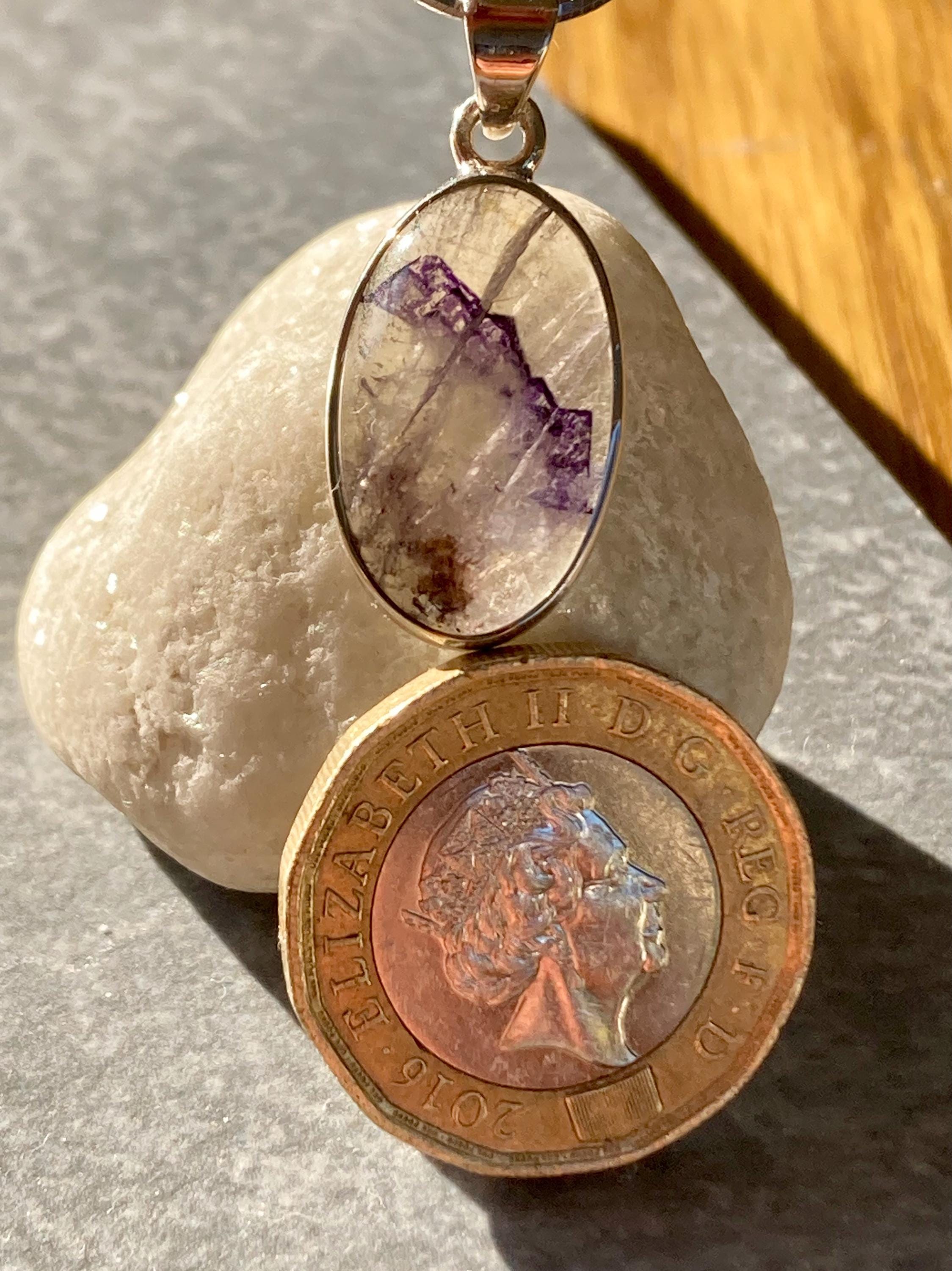 Blue John Silver Oval Pendant