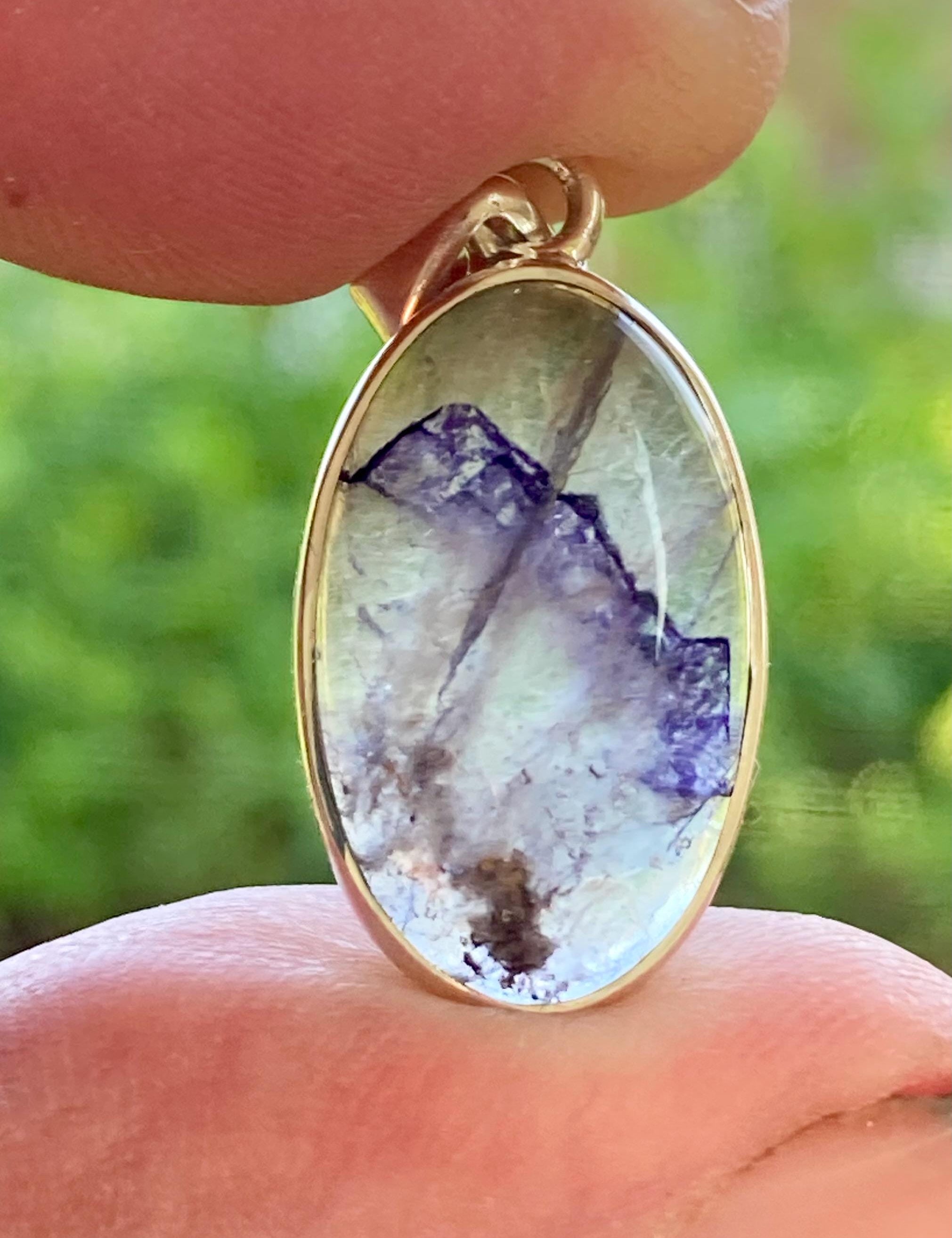 Blue John Silver Oval Pendant