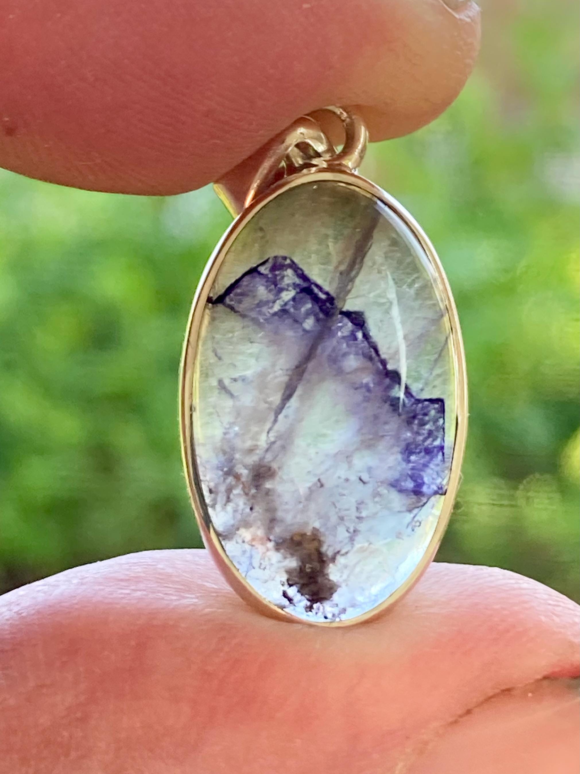 Blue John Silver Oval Pendant