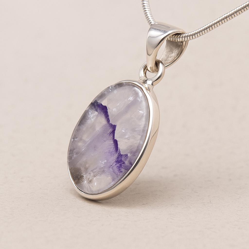Blue John Silver Oval Pendant