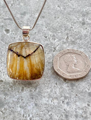 Square Blue John Sterling Silver Square Pendant