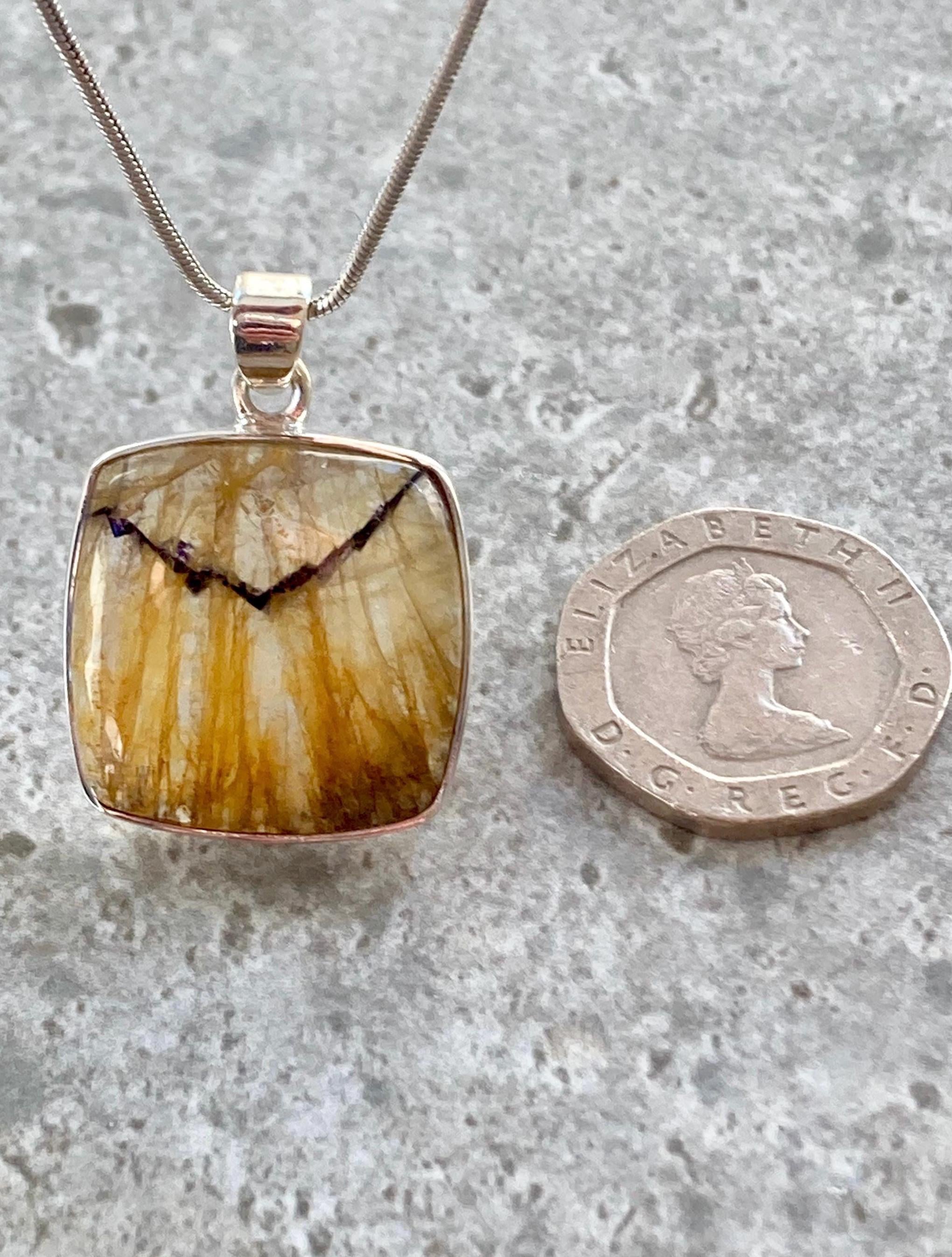 Square Blue John Sterling Silver Square Pendant