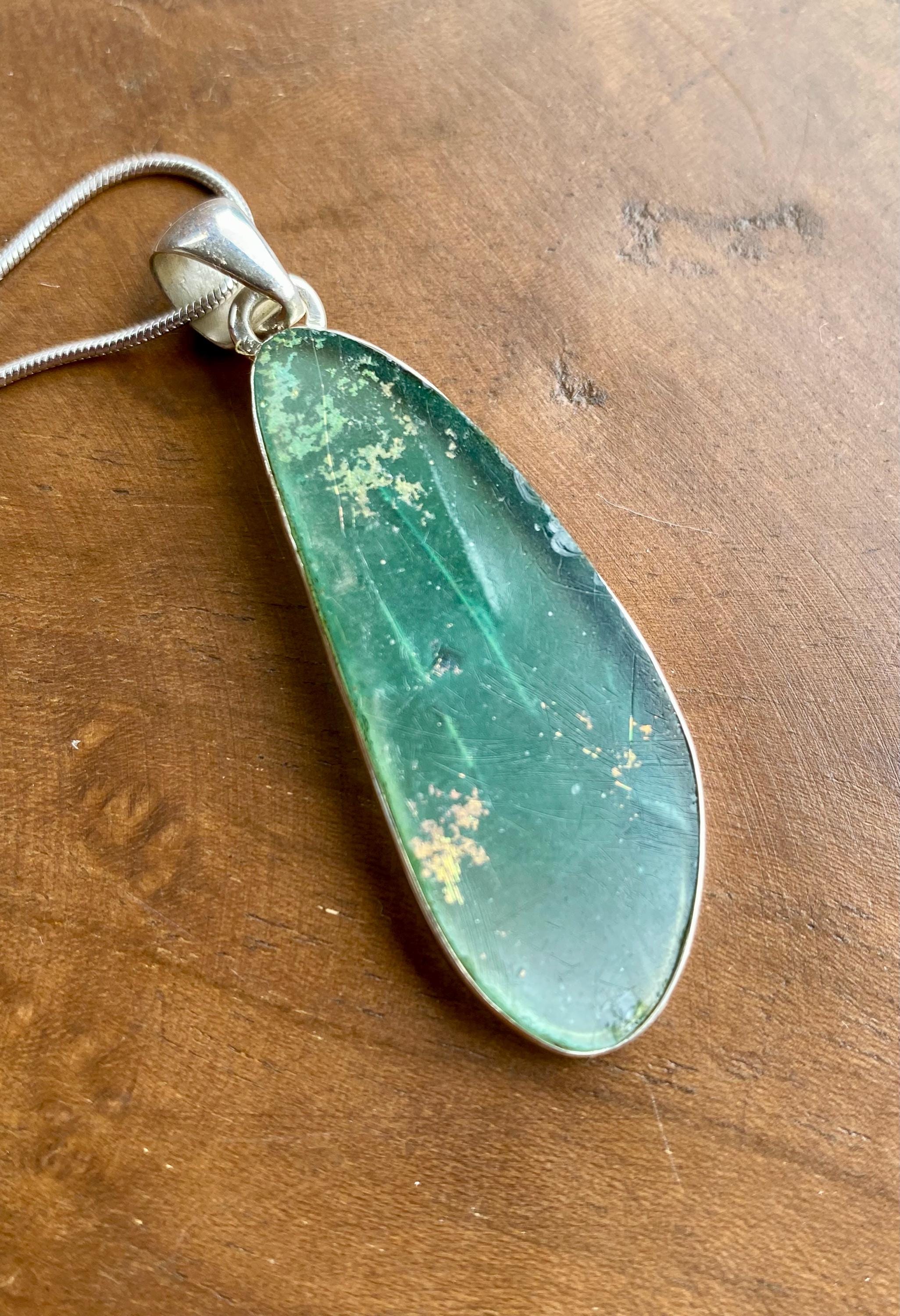 Pear Cut Ancient Roman Glass Sterling Silver Pendant