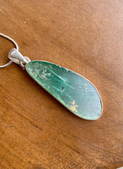 Pear Cut Ancient Roman Glass Sterling Silver Pendant