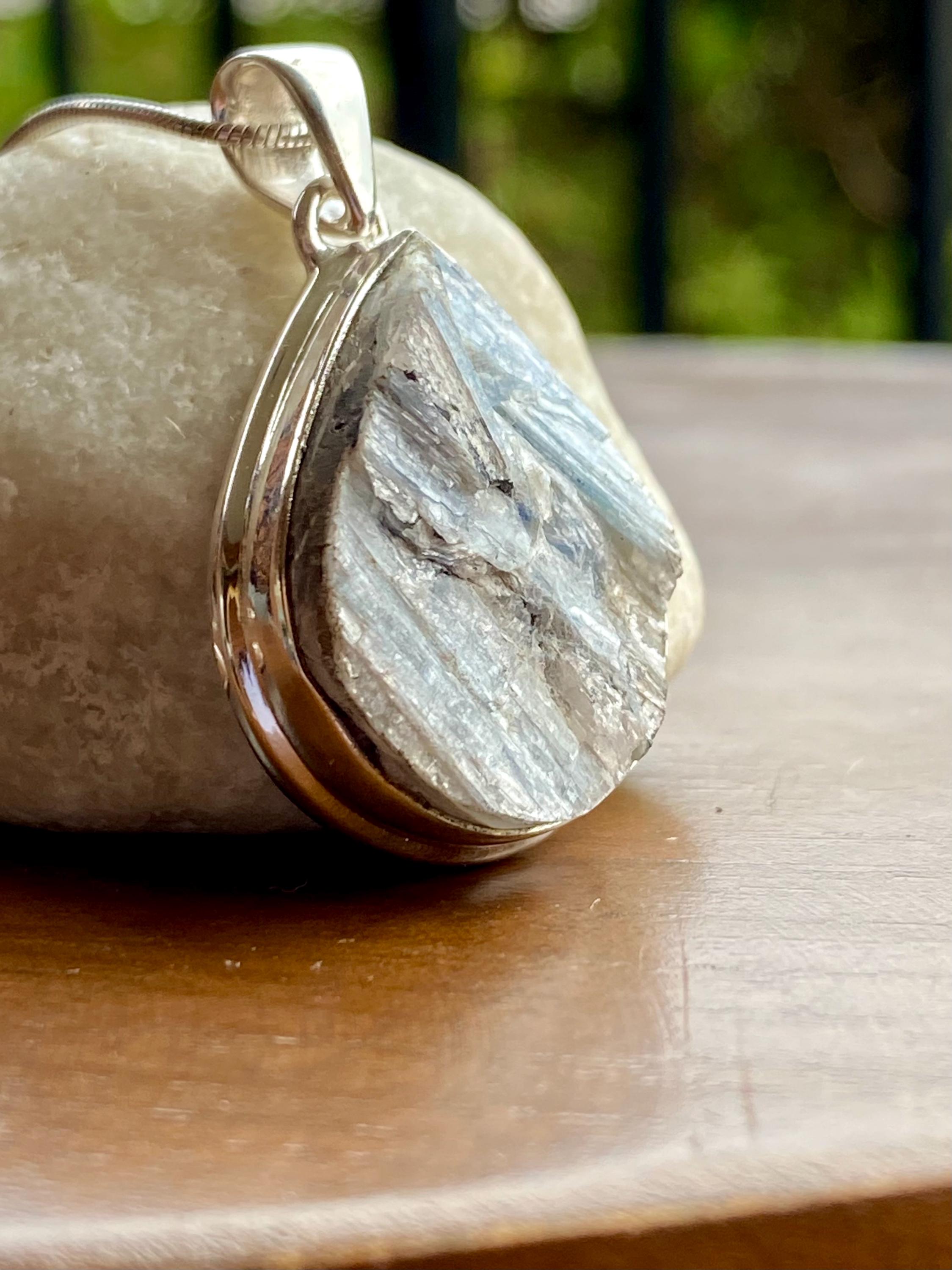 Paraiba Blue Kyanite 925 Sterling Silver Teardrop Pendant
