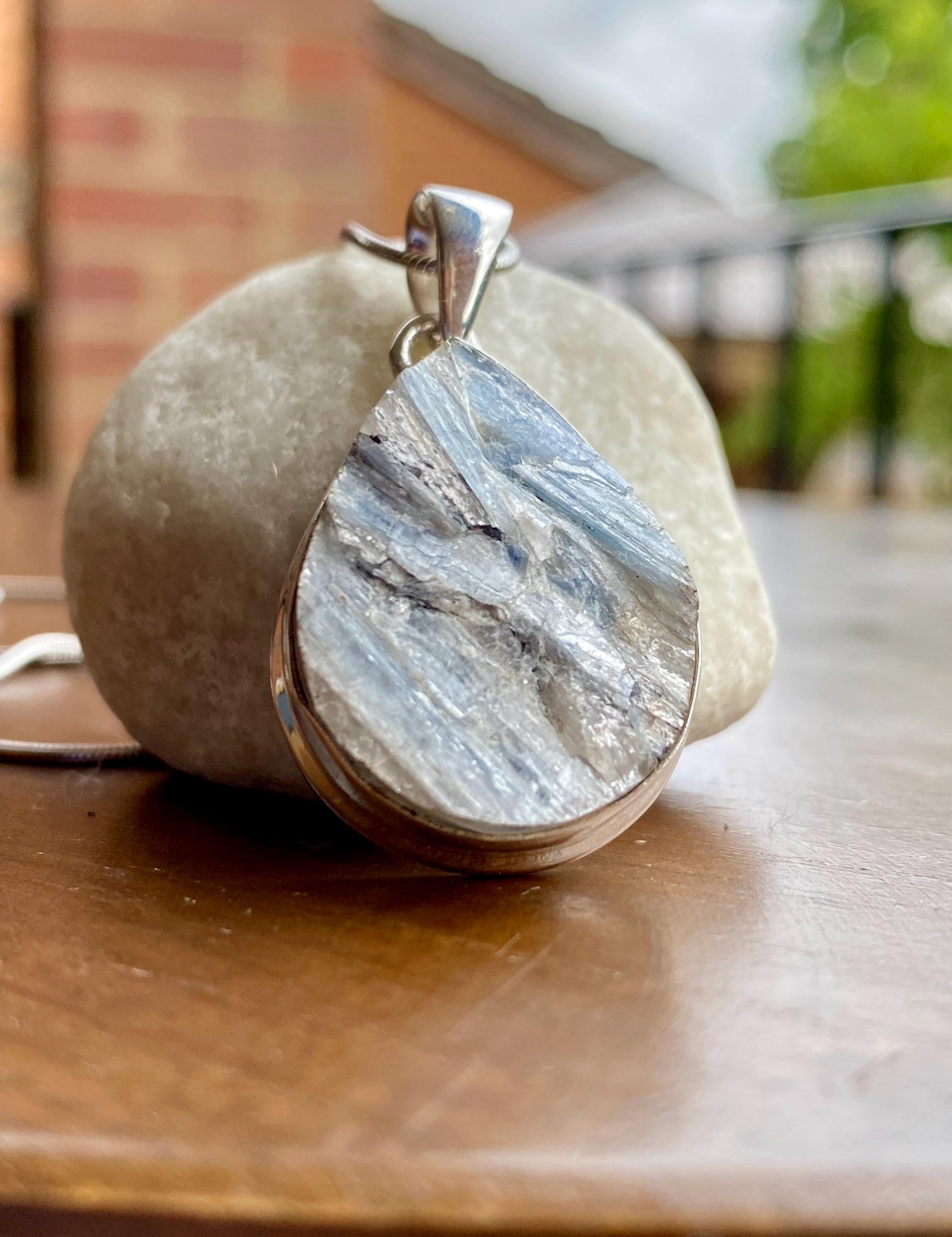 Paraiba Blue Kyanite 925 Sterling Silver Teardrop Pendant