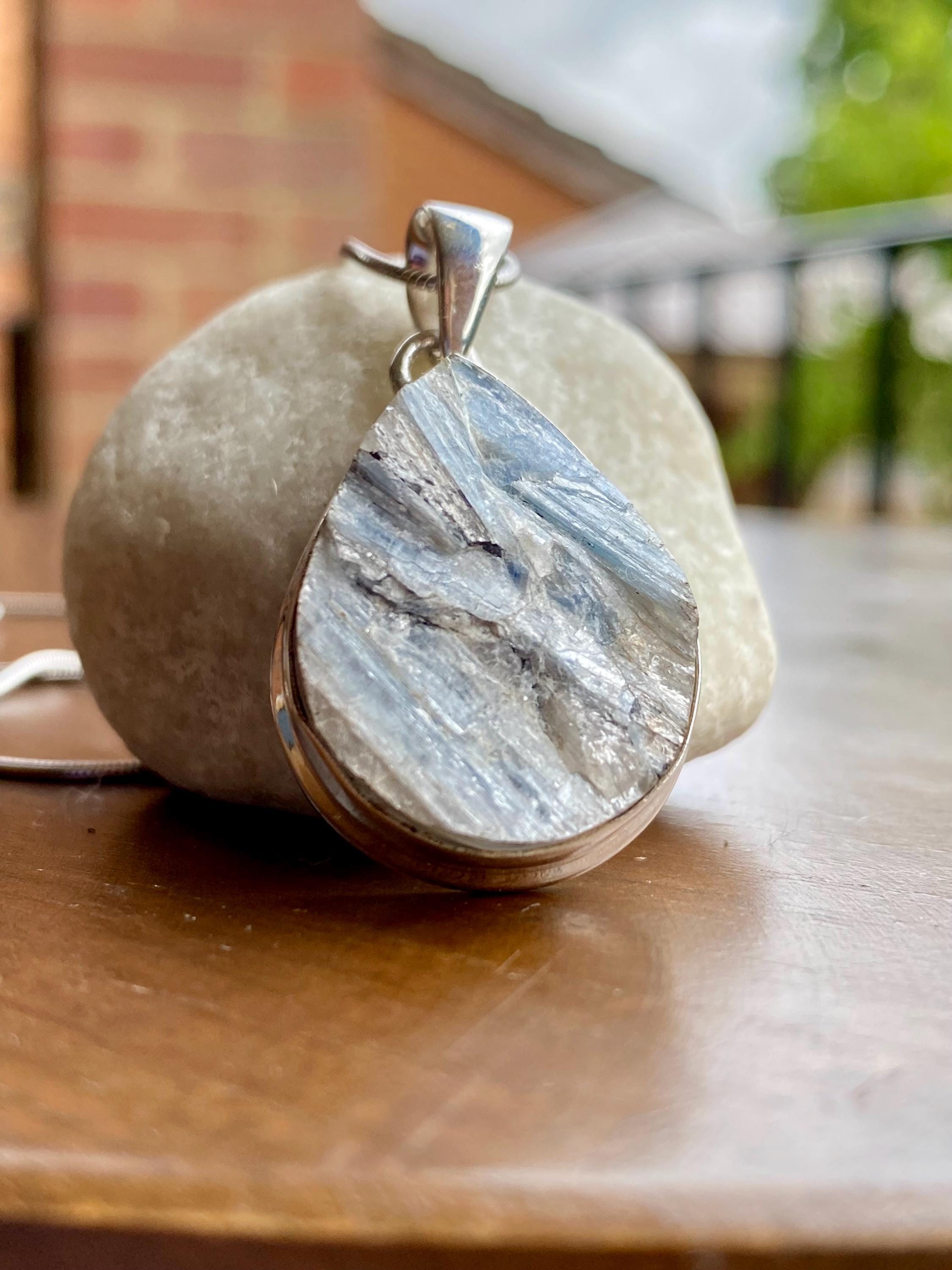 Paraiba Blue Kyanite 925 Sterling Silver Teardrop Pendant