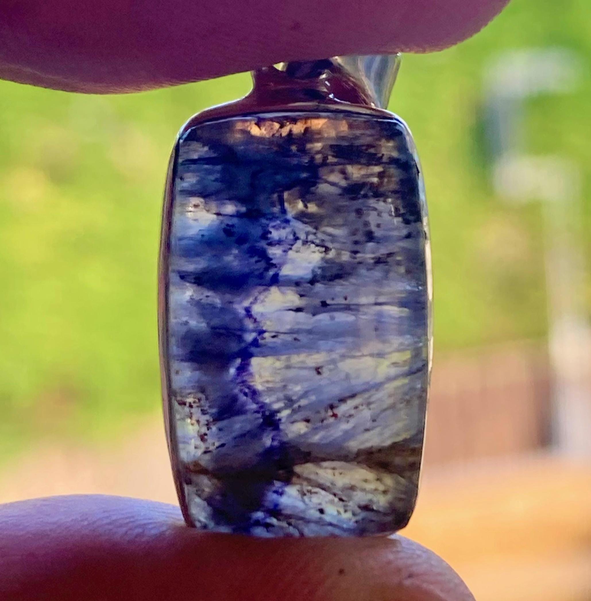 Blue John Sterling Silver Rectangular Pendant
