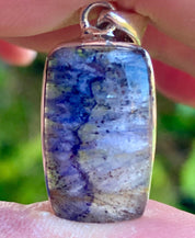Blue John Sterling Silver Rectangular Pendant