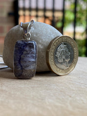 Blue John Sterling Silver Rectangular Pendant