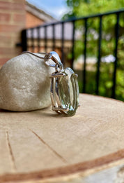 Green Amethyst (Prasiolite ) and Silver Oval Pendant